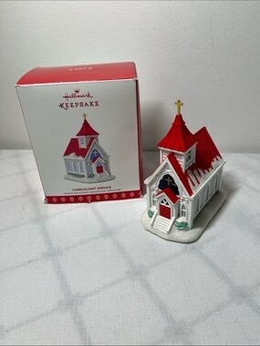 'Candlelight Service' Holiday Church Ornament White & Red
Hallmark 
Collectible